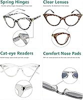 Vista 11 de Eyekepper Paquete de 4 anteojos pequeños para mujer estilo ojo de gato +0.00 4 piezas