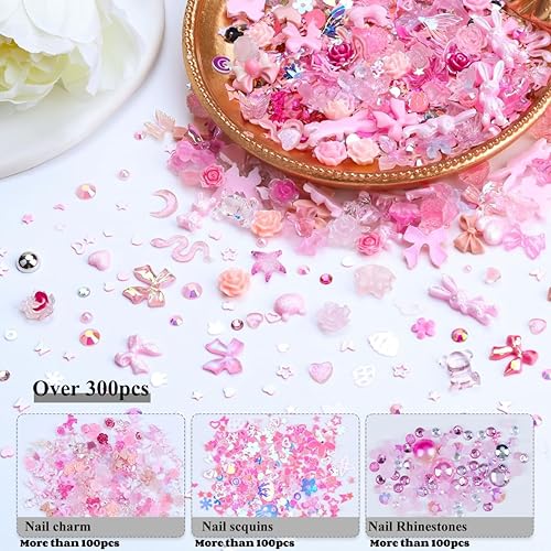 Miniatura 10 de Umillars Juego de dijes de diamantes de imitación con flores amarillas 3D, de acrílico, camelia, rosa, mariposa, lazo, corona, corazón, para diseños