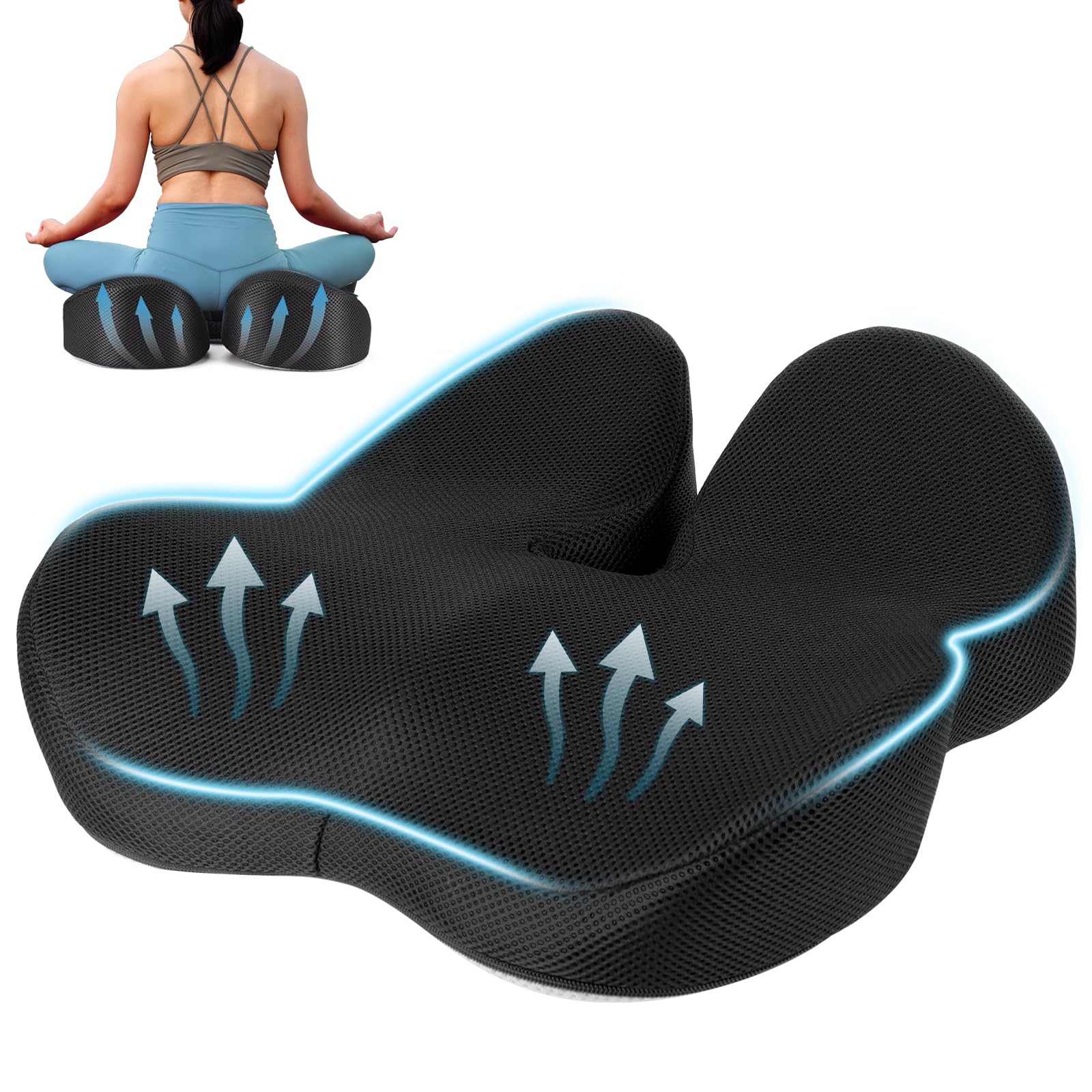 Cojín para Coxis,Cojín de Asiento Ergonómico,Cojin Silla Oficina con Memoria Alivio de Presión,Alivia el Dolor Ciática, Cojines de Asiento de Espuma Viscoelástica para Silla de Oficina,Silla de Ruedas