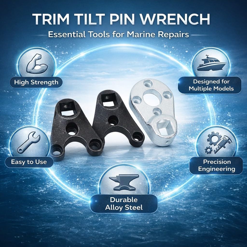 Outboard Trim Tilt Pin Wrench Tools, Alloy Steel, MT0004 MT0006 MT0009 Set - Durable Spanner Wrenches, Hydraulic Steering End Caps Compatible, Marine Maintenance Kit