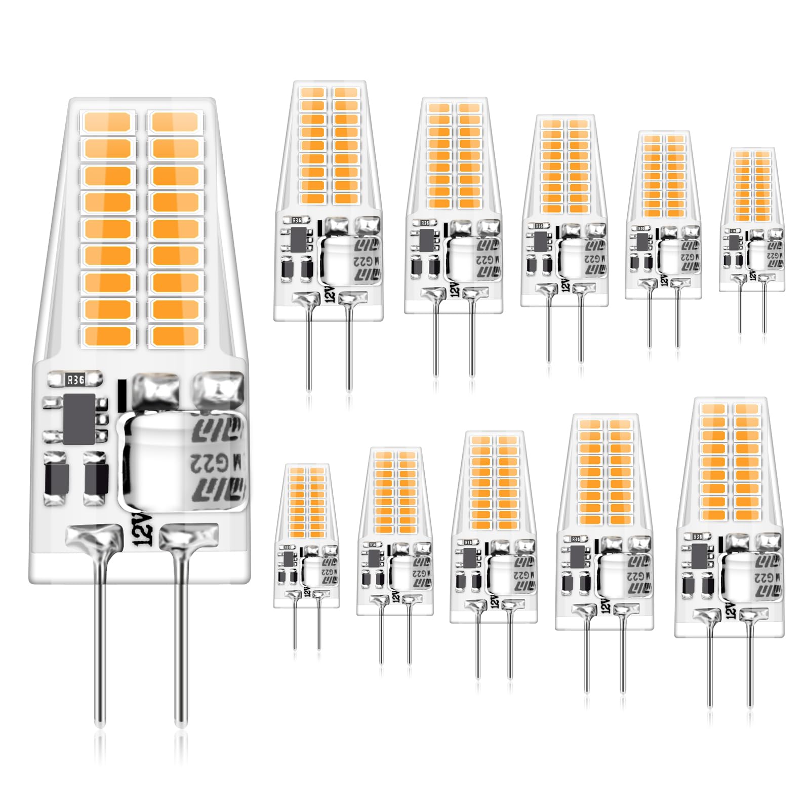 Auting G4 LED Lampen, 3W Led g4 Birne Warmweiß 3000K Ersatz 30W Halogenlampen, 12V AC/DC 300LM g4 Led leuchtmittel,Kein Flimmern Nicht Dimmbar, Energiesparlampe