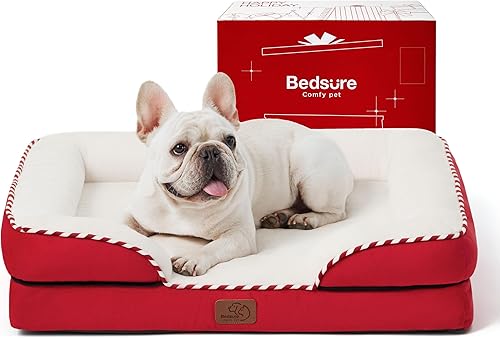 Vista 226 de Bedsure - Cama ortopédica mediana para perros, sofá cama impermeable para perros medianos, espuma de soporte con funda extraíble y lavable, forro