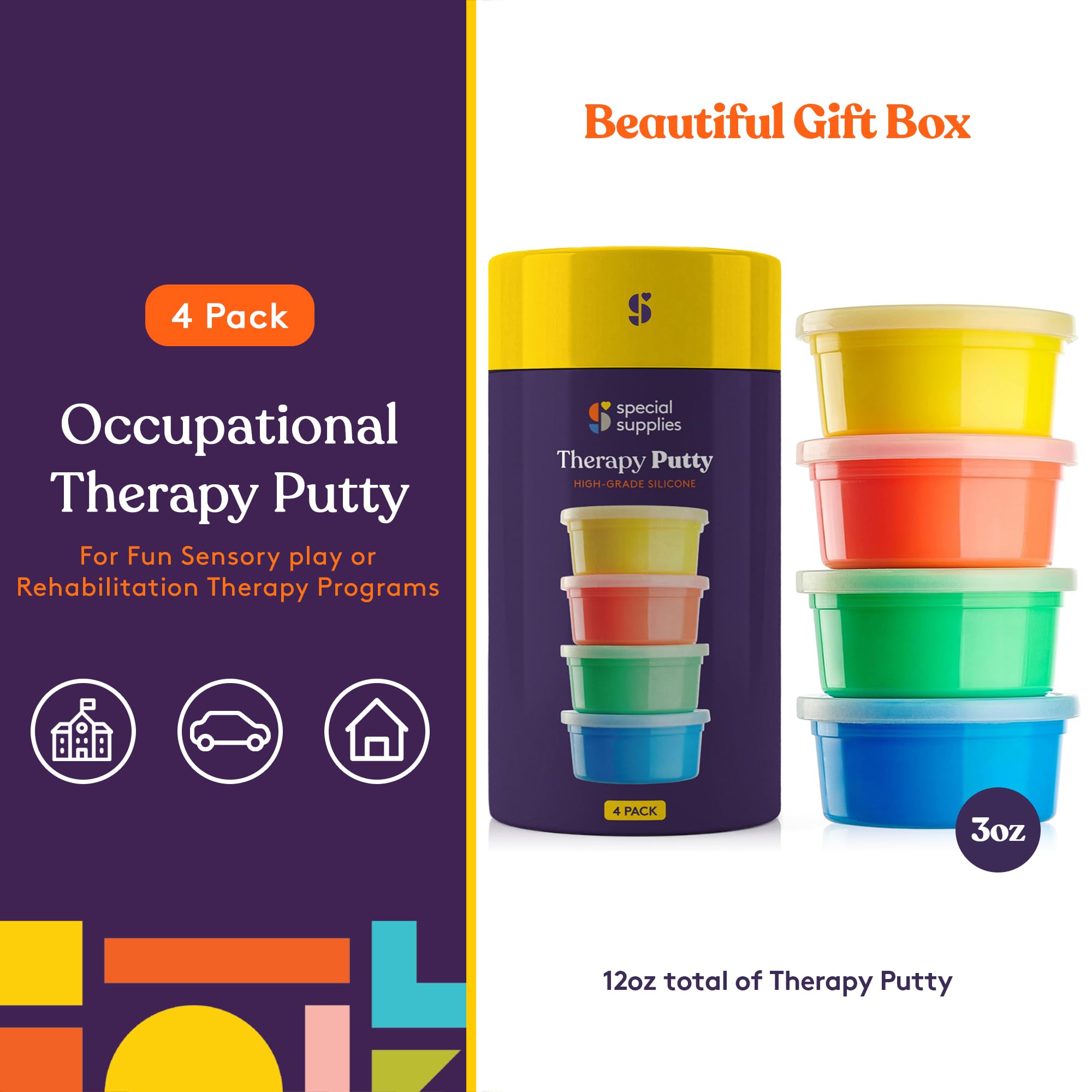 Special Supplies Therapy Putty for Teens and Adults - Resistive Hand Exercise Stress Relief Therapy Putty Kit, Set of 4 Strengths, Three Ounces of Each Putty (Primary Colors) — Amazon image 3