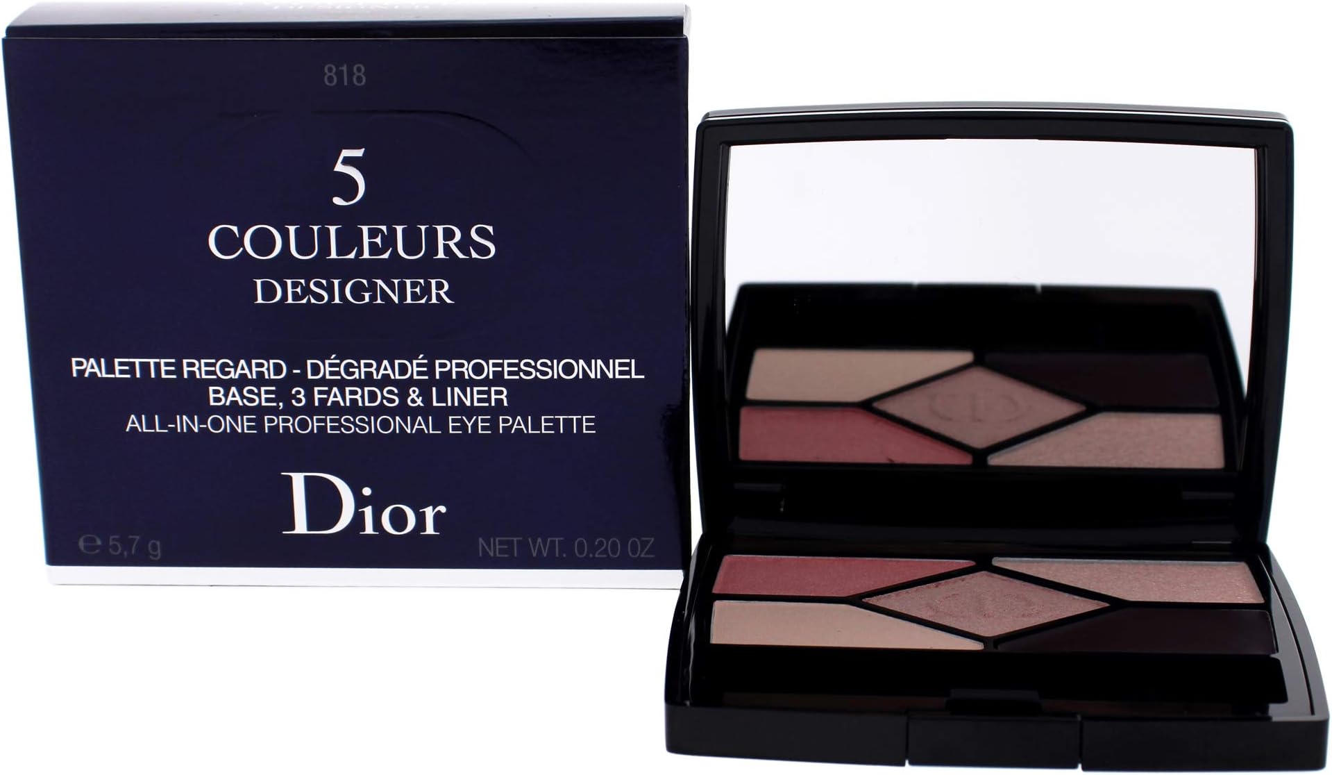 5 Couleurs Designer All-In-One Professional Eye Palette - 818 Rosy Design by Christian Dior for Women - 0.2 oz Palette