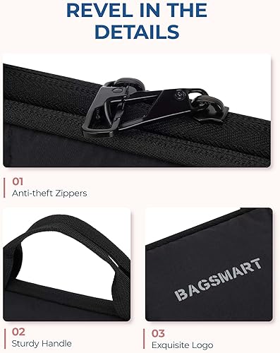 Miniatura 4 de BAGSMART Funda para laptop de 13 a 14 pulgadas con asa, funda acolchada y esponjosa para laptop, funda antirrobo para MacBook AirPro de 13.3 y 14