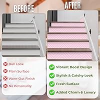 Vista 2 de WALPLUS Adhesivos para escaleras autoadhesivas, 15 tiras, 39 x 7.1 pulgadas, azulejos con patrón de rayas para toldo, fácil instalación, decoración