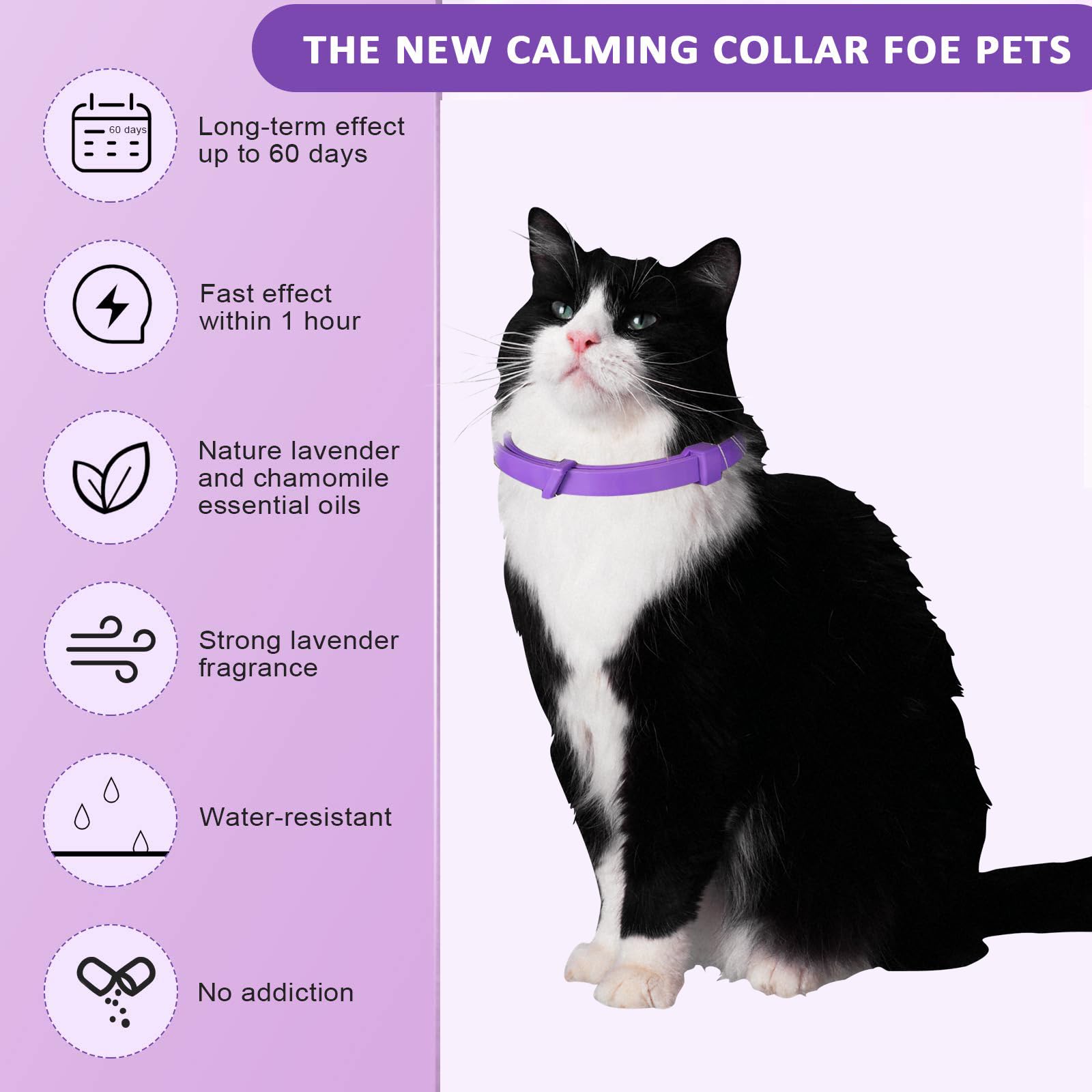 Cat Calming Collar, 3 Pack Pheromone Collar, Reduce Anxiety Stress for Pets, Relaxing Comfortable Breakaway Collars Adjustable for Small, Medium Large Cat, Kittens - image 5