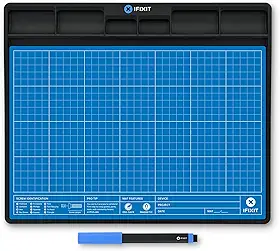 iFixit FixMat, tapete de trabalho magnético com compartimentos para parafusos e componentes para reparos eletrônicos, antiestático e gravável, com caneta