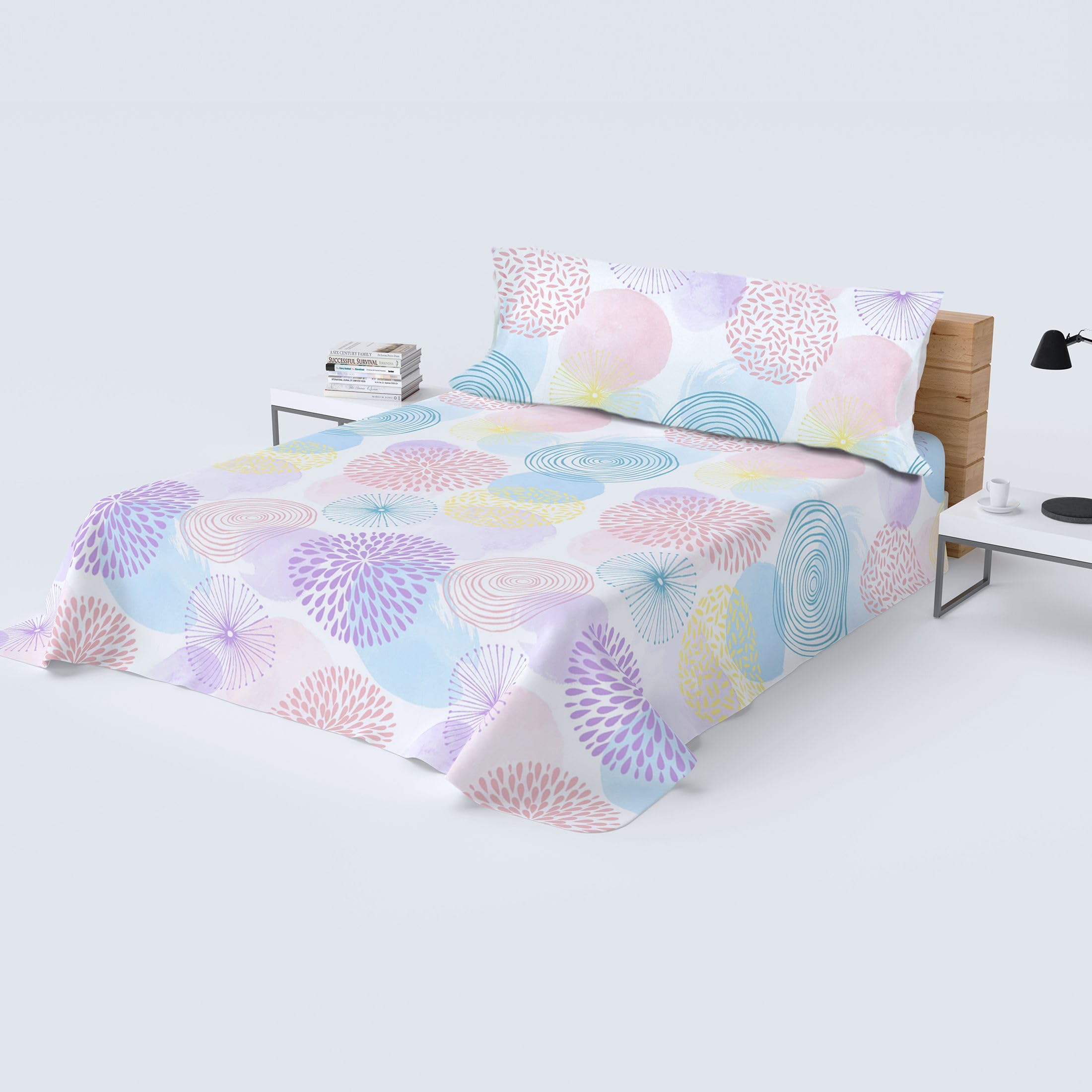 HOMEYA - Juego de sábana Cama 90cm - Juego de 3 Piezas - sábana encimera 165x260, Bajera Ajustable 90x190, Funda Almohada 45x110, Estampada
