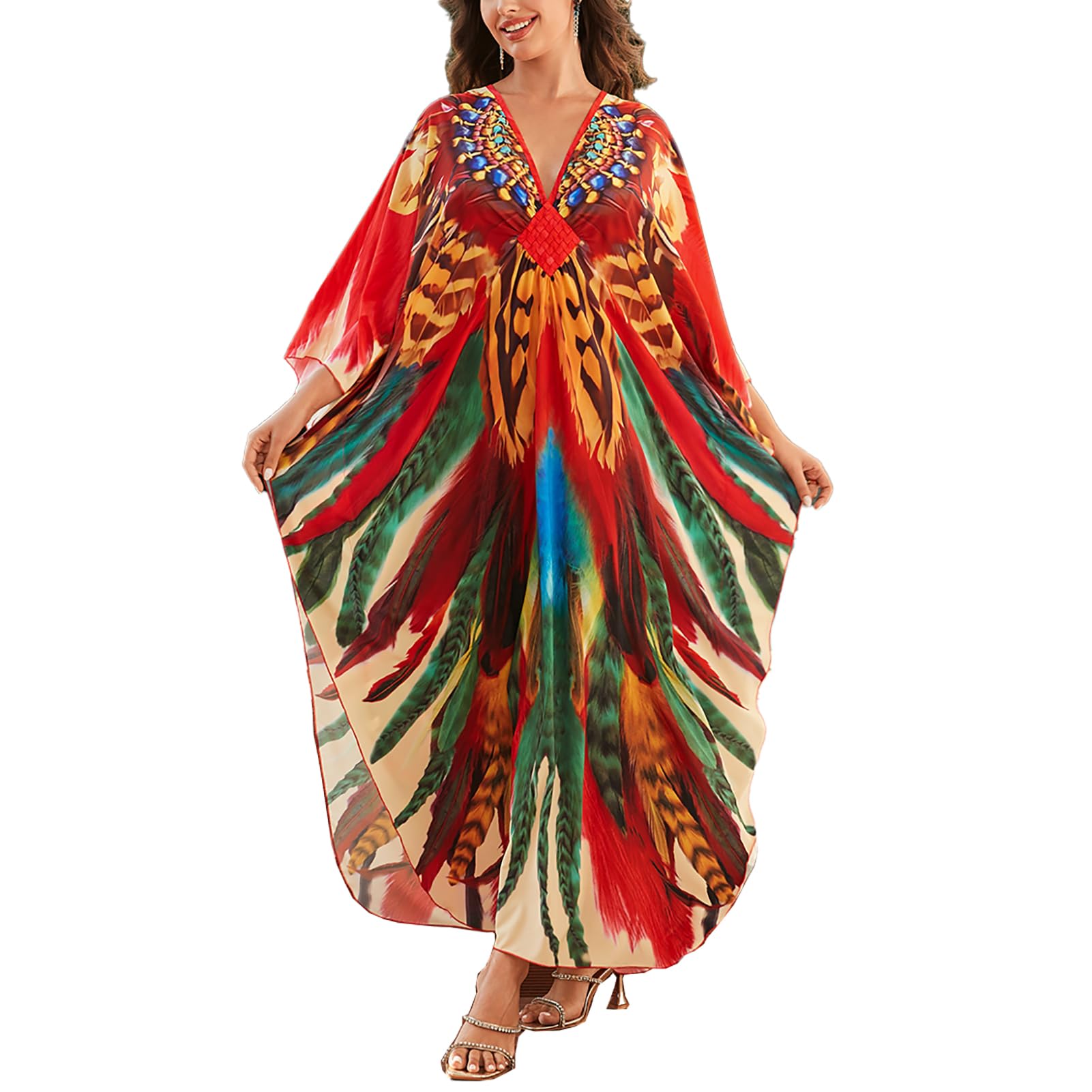 sunforyou Kaftan Dresses for Women Stylish Caftans Plus Size Beach Cover up Soft Loungewear