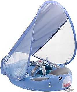 HECCEI Baby Swimming Float Mambobaby Lying Swim Ring with Canopy