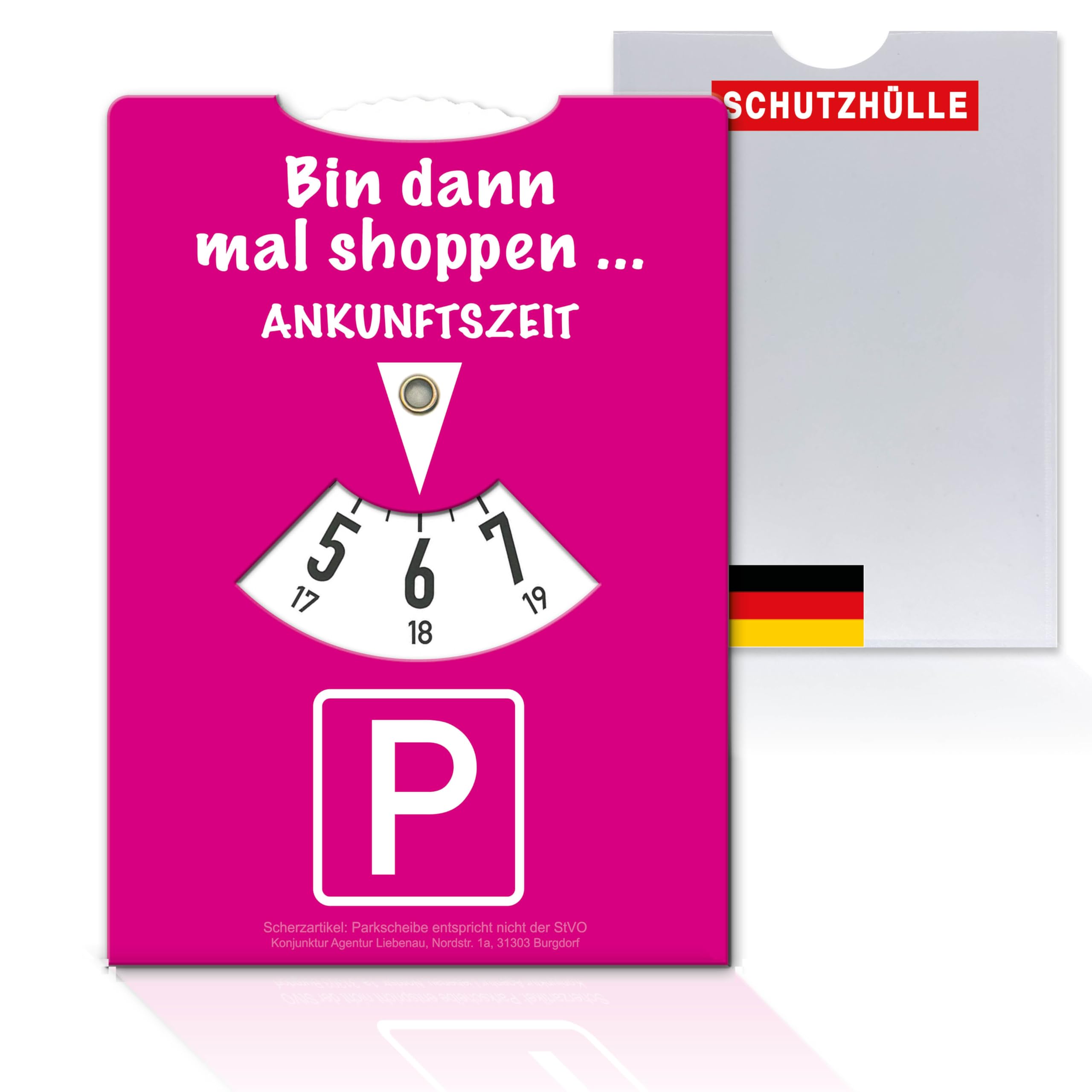SIEESER® Premium Parkscheibe in pink aus Pappe inkl. Schutzhülle - Geschenk für Frauen - zum Führerschein - Made in Germany [StVO konform]