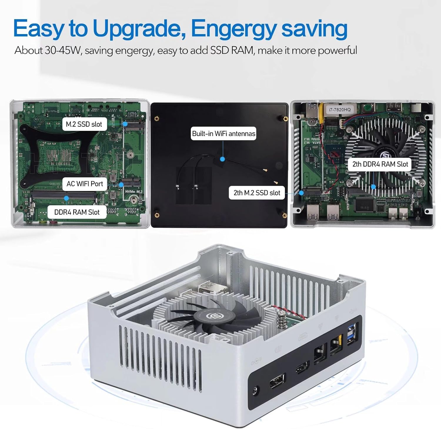 VENOEN Mini PC Win 11 pro Core i7 8750H Processor, Mini Computer 4K,32GB DDR4/1TB M.2 SSD, HD+DP Support 2 Monitors, Dual LAN, Dual Band WiFi, BT 4.2, NUC PC Win 10/Linux