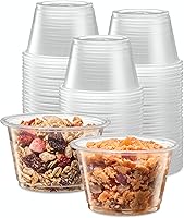 Vista 13 de {1 onza, 200 tazas} Vasos de plástico transparente para porciones sin tapas, pequeños recipientes para control de porciones, chupitos de gelatina