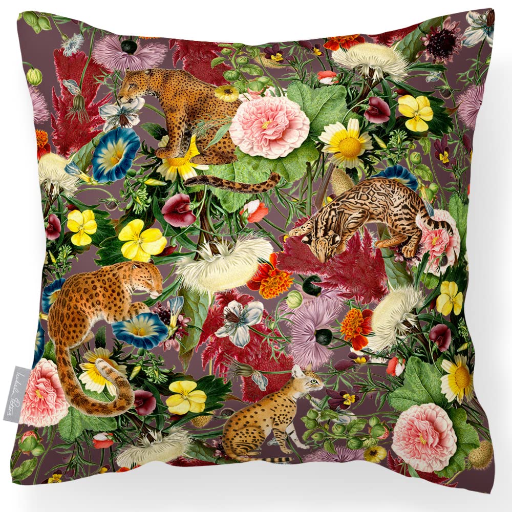 Izabela Peters Outdoor Cushions Waterproof, 60 cm, Filled Outdoor Cushion, Junglescape - Italian Grape, Garden Furniture Cushions, Outdoor Seat Cushions, Garden Chair Cushions