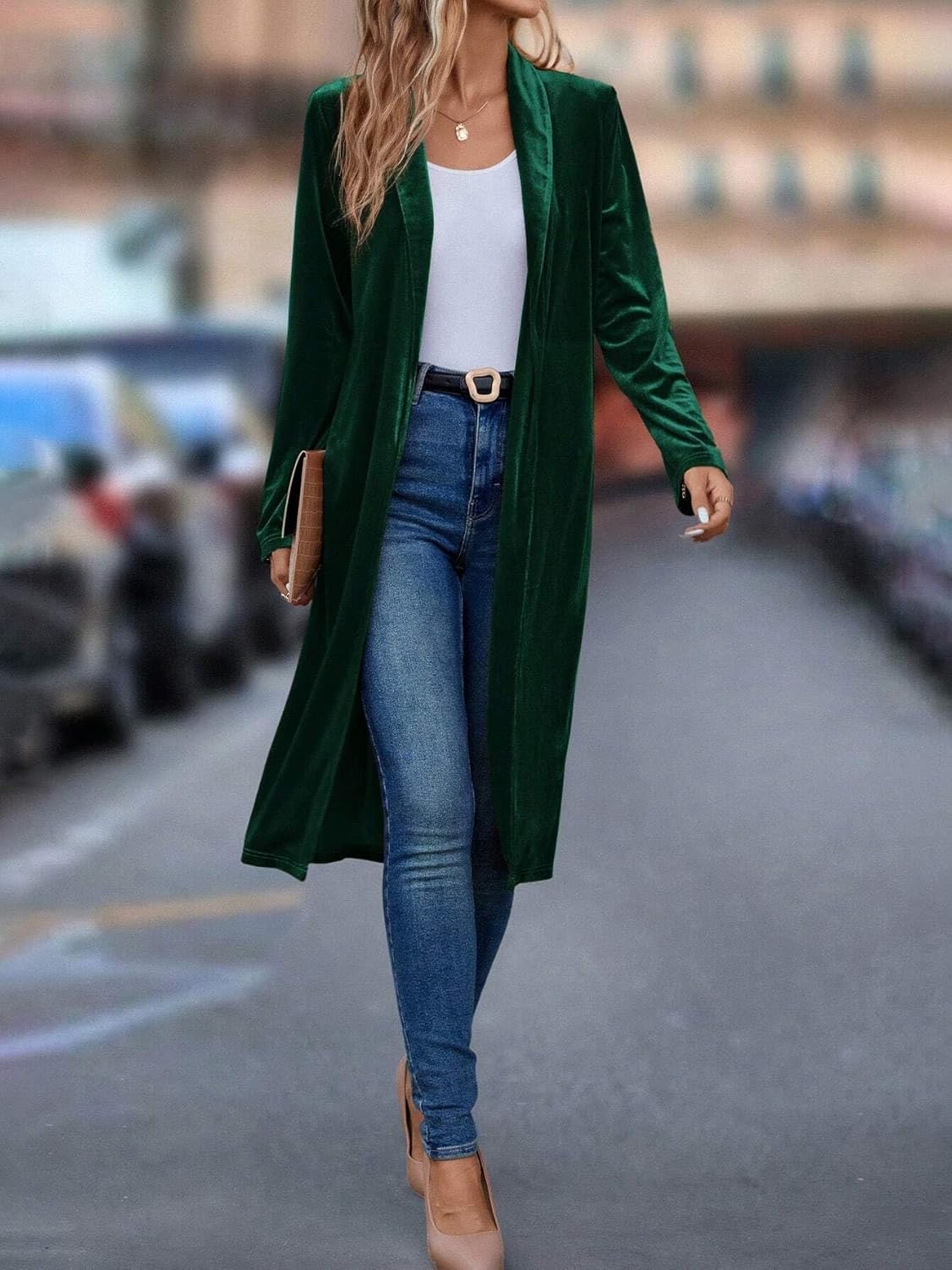Women's Trench Coat Casual Shawl Collar Open Front Coat Long Sleeve Classic Overcoat