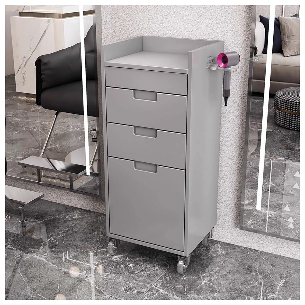 Carrello per Capelli con Ruote, mobiletto portaoggetti in Legno per Salone di Bellezza, Organizer per Strumenti da Parrucchiere, Stazione Mobile per Salone di Bellezza, Spa, Barbiere, tatuag