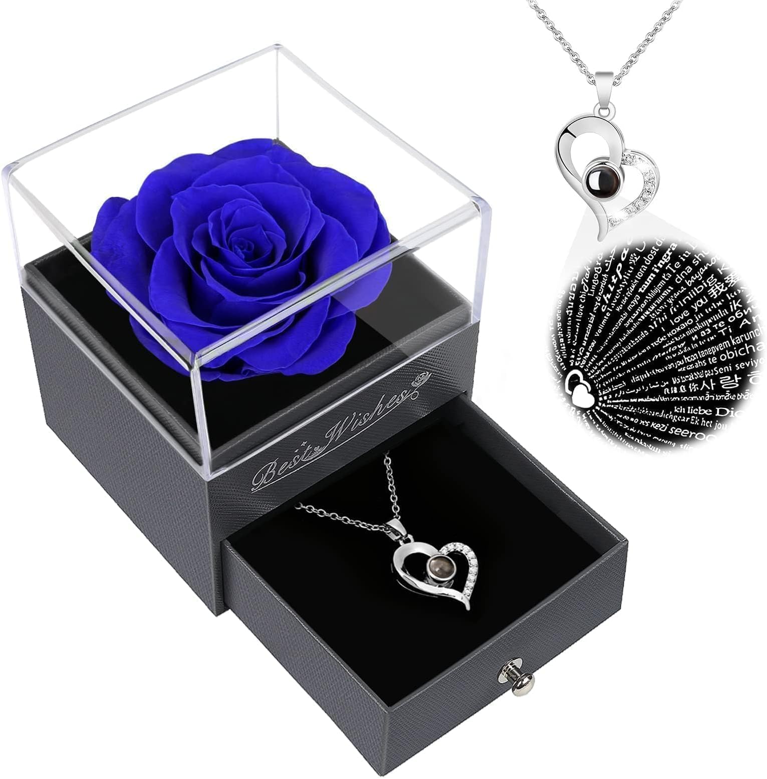 Childom Birthday Gift for Women,Blue Preserved Flowers Rose Gifts for Mum,Christmas Rose Gifts For Women Her Friend,Romantic Valentines Present for Teacher Wedding Anniversary Engagement Graduation