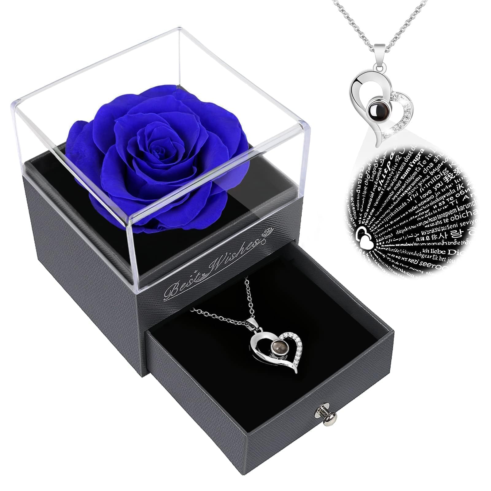 Childom Birthday Gift for Women,Blue Preserved Flowers Rose Gifts for Mum,Christmas Rose Gifts For Women Her Friend,Romantic Valentines Present for Teacher Wedding Anniversary Engagement Graduation