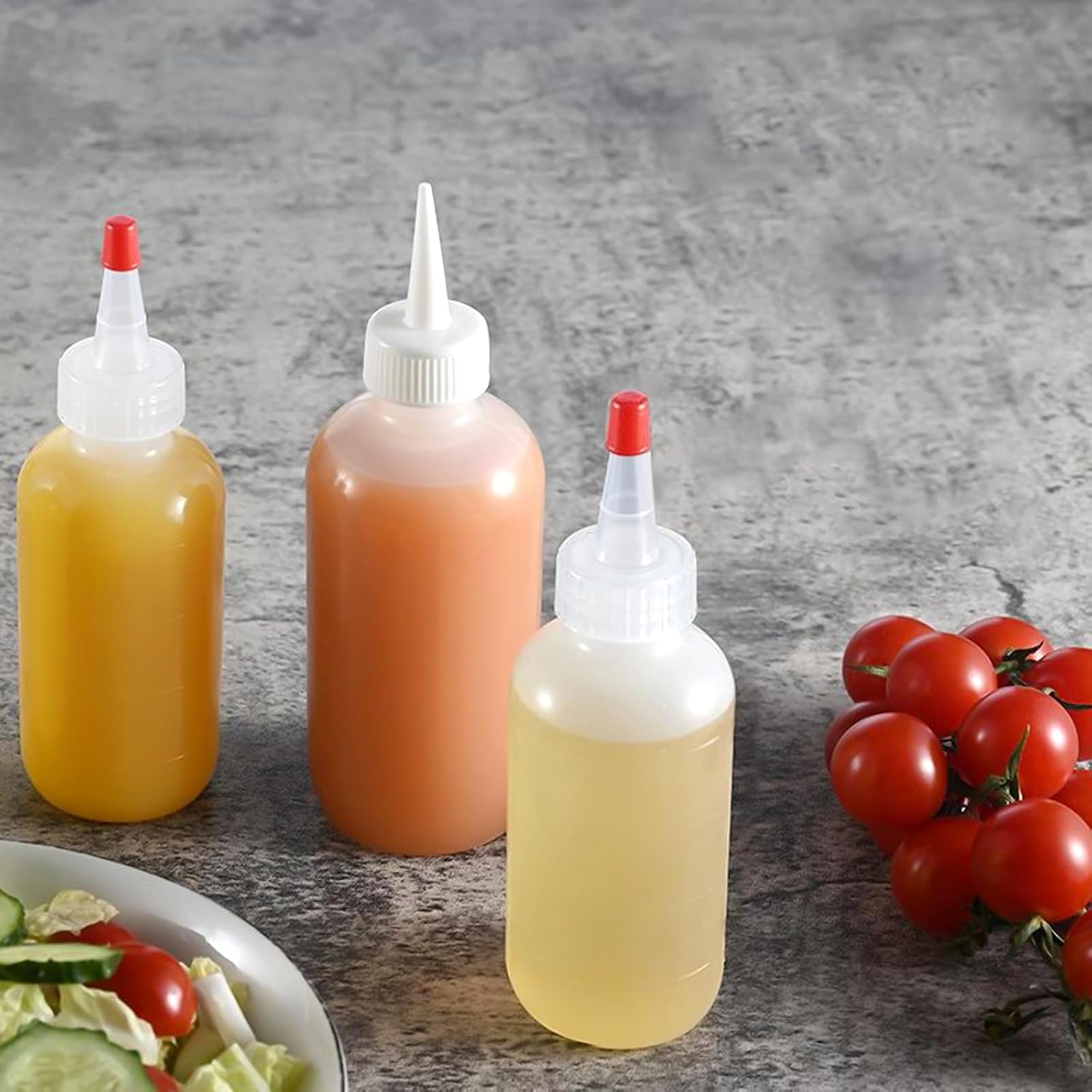 SEUNMUK 20 Pack 4 oz Squeeze Bottle, Plastic Bottles with Squeeze Top Caps, Condiment Squeeze Bottles for Kitchen Condiments, Crafts, Art
