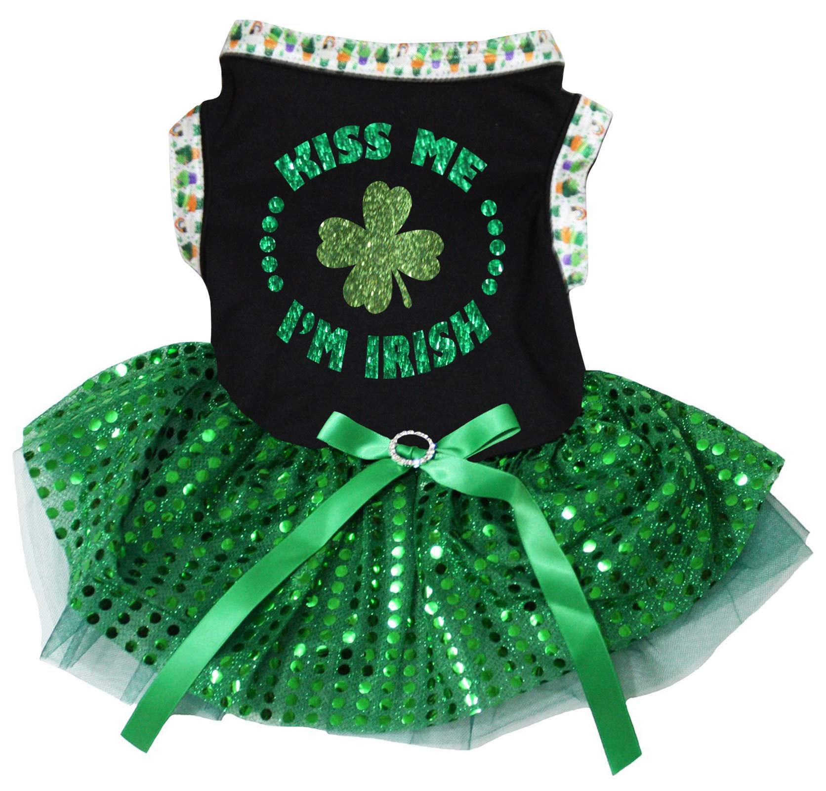 Robe pour chien Kiss Me I'm Irish avec trèfles pour les sorties festives XXL