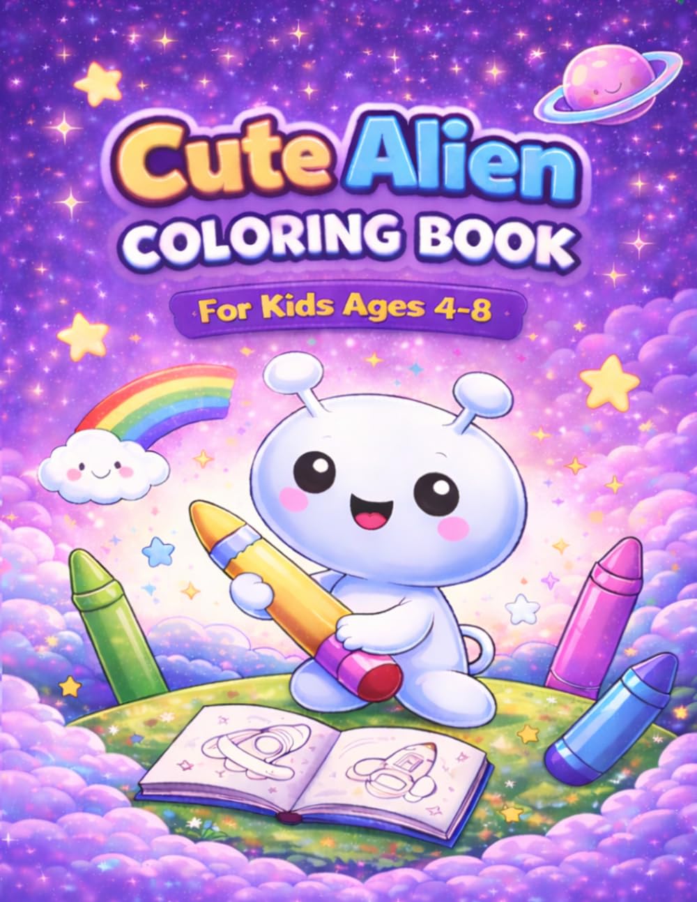 Cute Alien Coloring Book for Kids Ages 4–8: Fun and Easy Space Coloring Pages with Cute Aliens, Rockets, UFOs and More | 50 Cute Designs