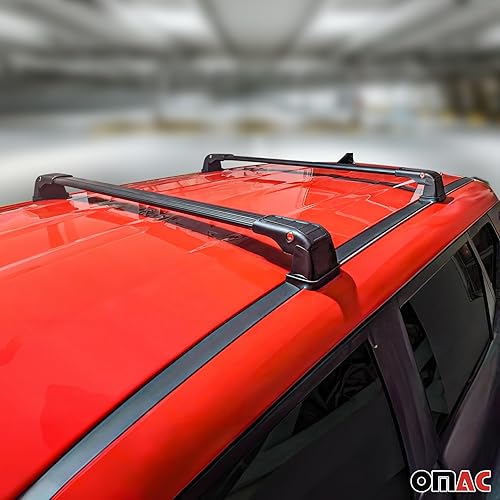 Miniatura 2 de OMAC Barras transversales de aluminio para Mazda 3 Sedan 2010-2013, color negro, 2 piezas antirrobo para viajes, kayak, canoa, surf, esquí,