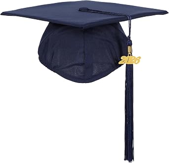 Unisex Matte Graduation Cap with Tassel Year Charm Graduation Hat for High School and Bachelor