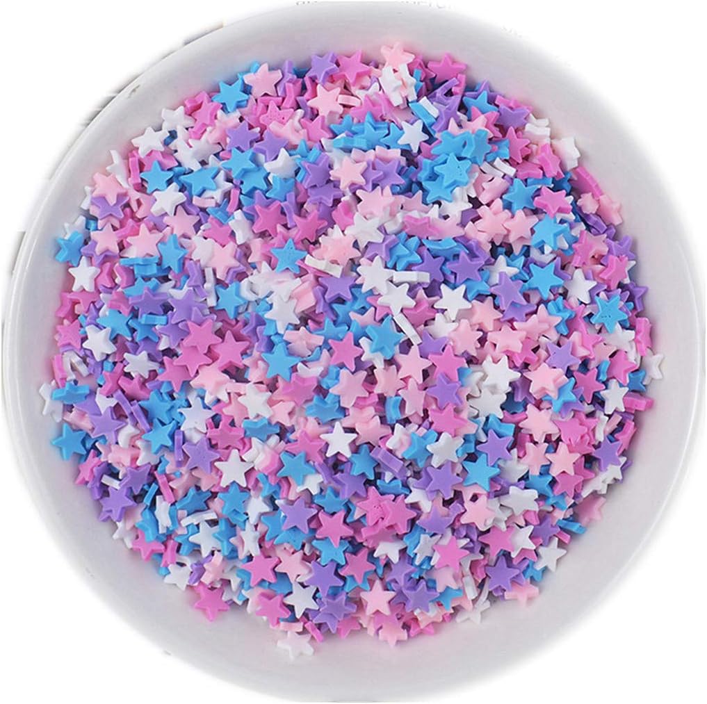 100g Resin Flatbacks Slime Accessories Clay Sprinkles Decoration for Slime Charms Filler DIY Slime Supplies Fake Candy Chocolate Cake Dessert Mud Particle Scrapbook Phone Case (star11)