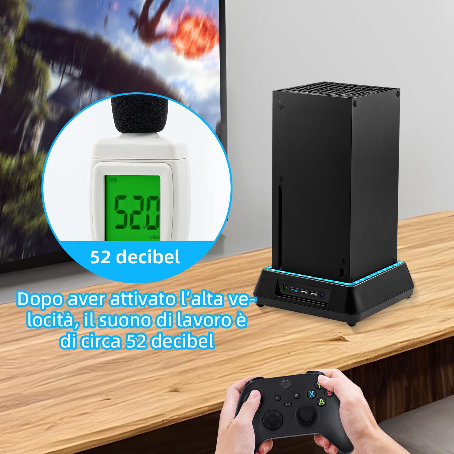 Ventola di Raffreddamento Aggiornata per Xbox Series X, Supporto di Raffreddamento con Indicatore LED e Sistema di Raffreddamento Regolabile a 3 Livelli di Velocità per Xbox Series X
