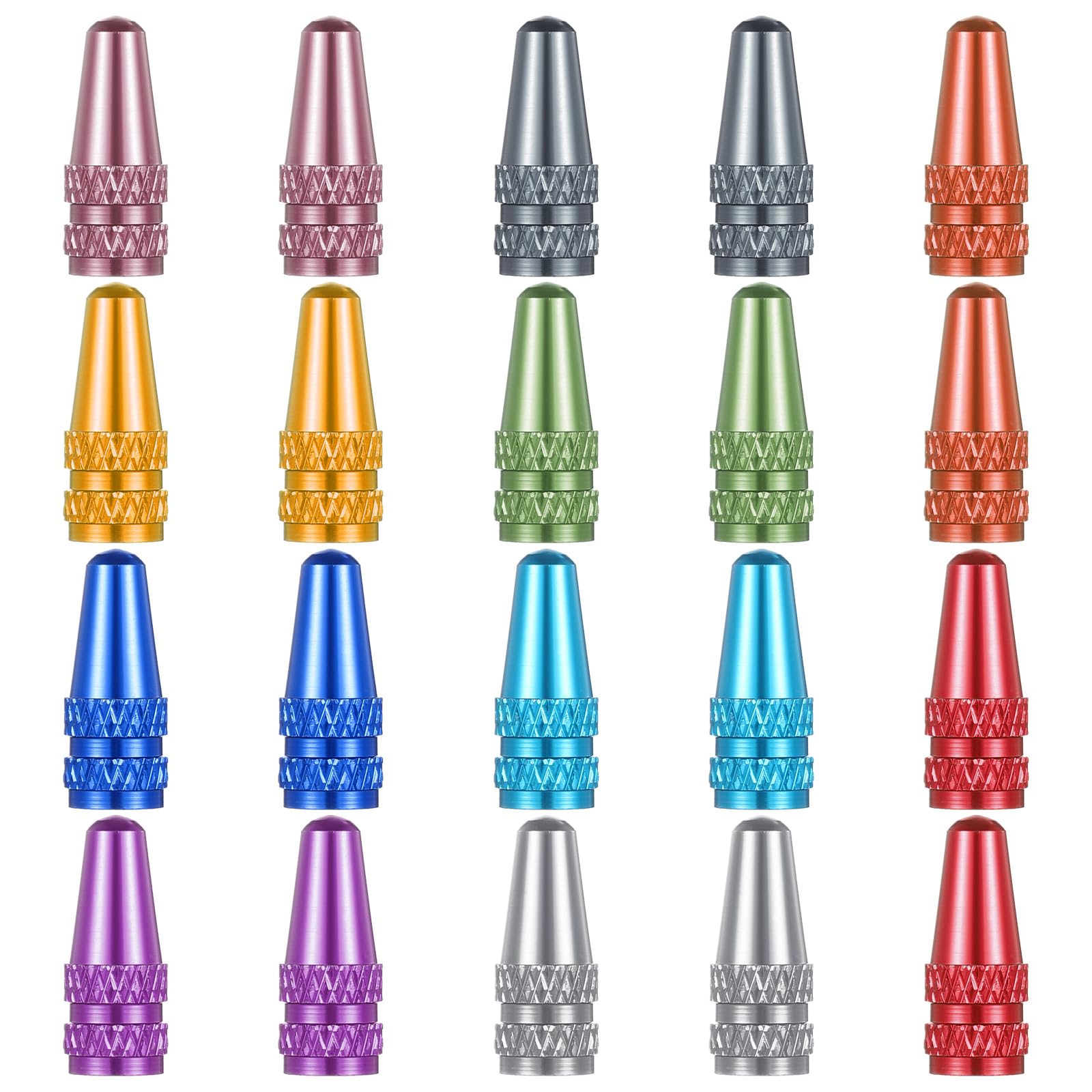 Oruola 20pcs Bike Valve Caps,Aluminum Alloy Presta Valve Cap, Corrosion Resistant, Screw-On Universal Stem Covers for Bikes,Presta Valve Caps for MTB Road Racing Bicycle,10 Colors