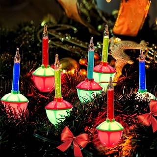 Christmas Bubble Lights Set, 11Ft Vintage String Lights, 8 Color Bulbs with Multicolor Traditional Bubble Lights for Christmas Tree Party Indoor Outdoor Decor, Green Wire