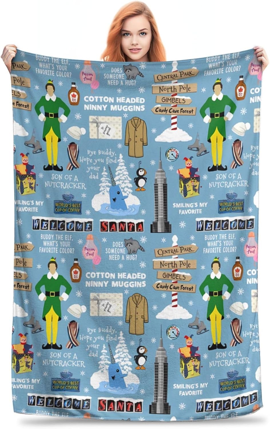 Christmas Throw Blanket Elf 80"x60" Cover with Anti-Pilling Fleece for Sofa Bed Room Decor Lathe Camping Stays Warm and Cozy in All Seasons