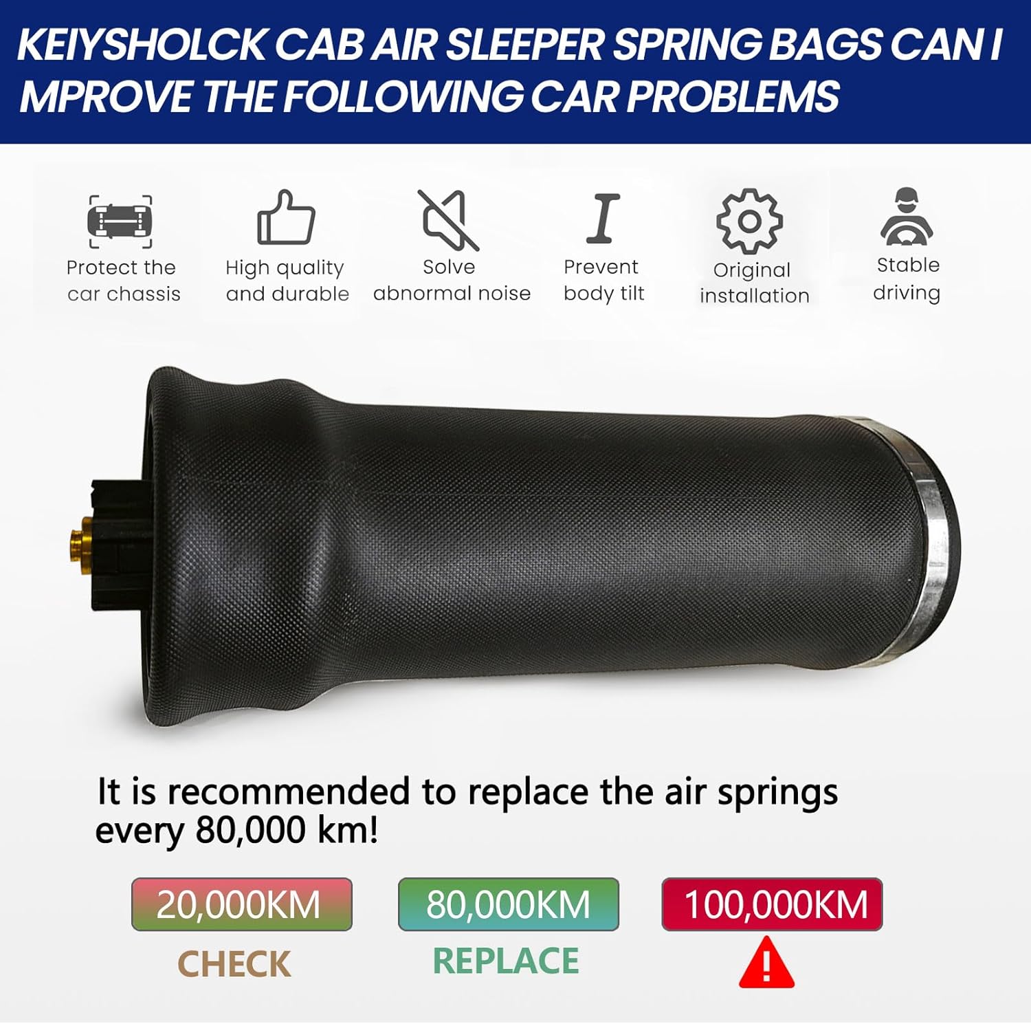 2pcs Cab Sleeper Air Spring Bag Compatible with Firestone W02-358-7215, W02-703-7207, Freightliner 18-40977-000, 18-52651-000, Triangle AS-5215, Goodyear 1S5-175
