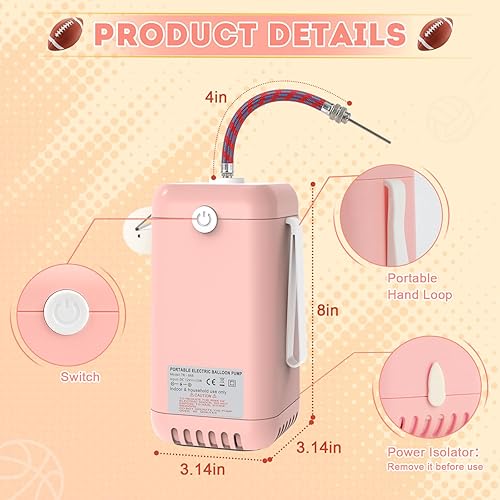 Miniatura 3 de AXHJ Bomba eléctrica de bola para pelotas deportivas, bomba de baloncesto eléctrica de inflado ultrarrápido con batería recargable de 1800 mAh,