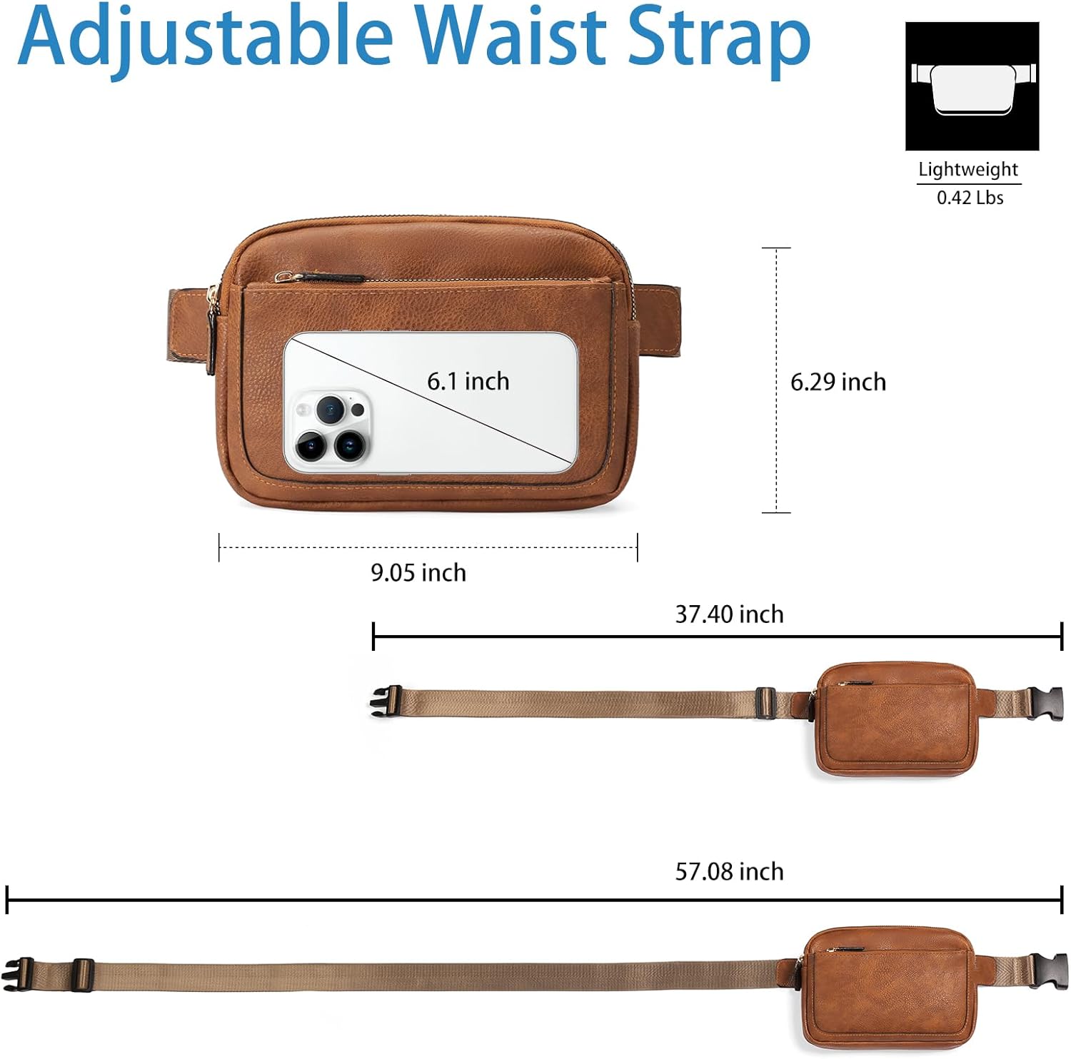 Vegan Leather Belt Bag for Women Fanny Pack Crossbody with Adjustable Strap Fashion Waist Packs by Amxnx… - Image 6