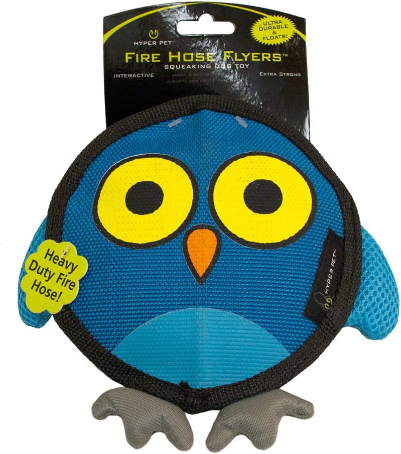 Firehose Flyers Owl Durable Squeaky Dog Toy Grey 7.5 x 1.2 x 8.2 inches