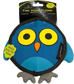 Hyper Pet Firehose Flyers Owl Durable Squeaky Dog Toy Grey 7.5 x 1.2 x 8.2 inches