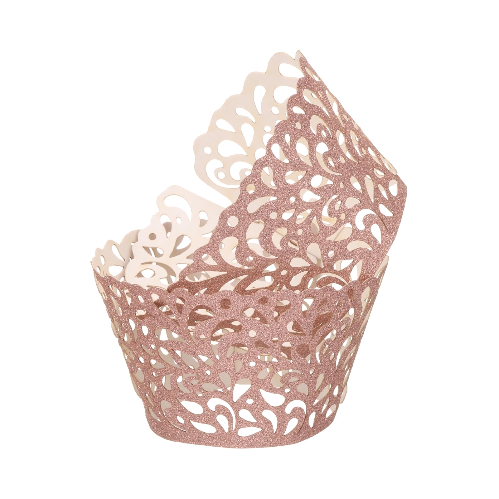 50 envoltorios para cupcakes uxcell oro rosa, forros huecos de papel para bodas y fiestas