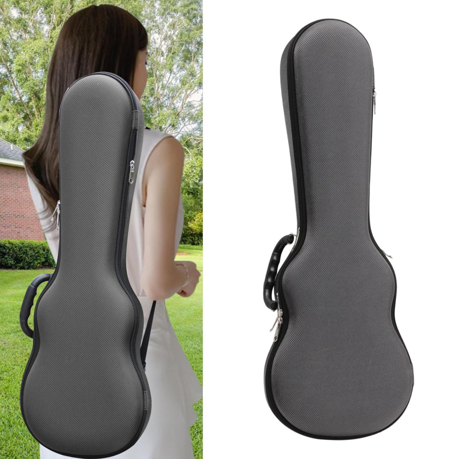 Oshhni Étui rigide pour ukulélé, sac pour ukulélé Portable, étui pour ukulélé de 26 pouces, étui pour ukulélé ténor, sac à dos à bretelles réglables, gris