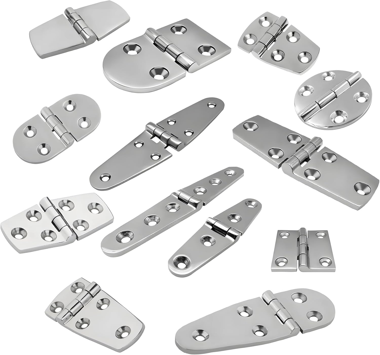 316 Stainless Steel Casting Hinge Flat Cabinet Doors Windows 4/6 Holes Hardwarec 1Pcs(38x76mm)