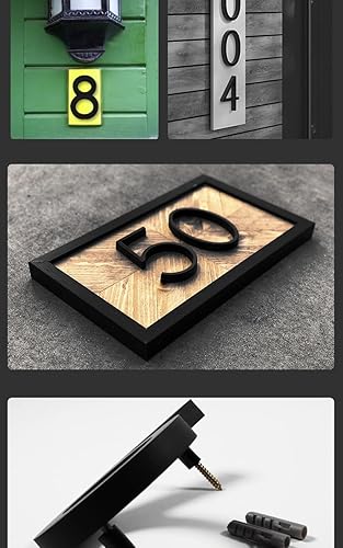Miniatura 7 de Número de casa flotante de 5 pulgadas, números de casa modernos, número de puerta de jardín con kit de clavos, letrero de dirección de calle, número