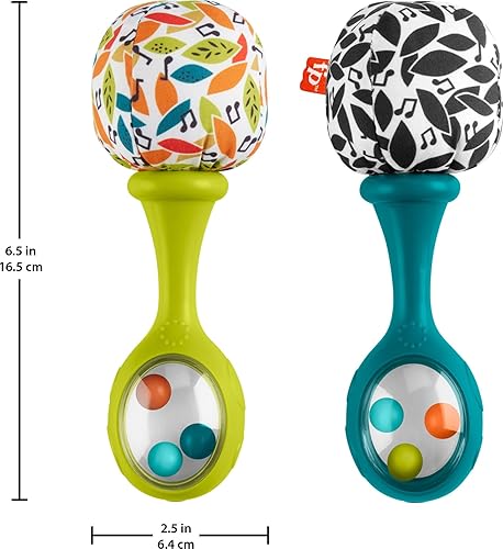 Miniatura 3 de Fisher-Price Juguetes para recién nacidos Rattle ‘n Rock Maracas, 2 Instrumentos Musicales Blandos para el Desarrollo del Juego en Bebés de 3+