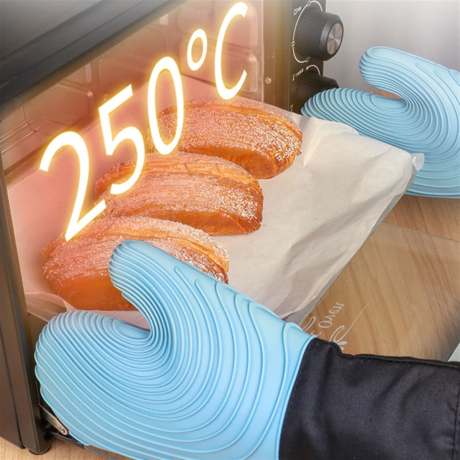Gants de Cuisine en Silicone, Gants de Cuisine résistants à la Chaleur, Gants de Cuisson antidérapants for Micro-Ondes
