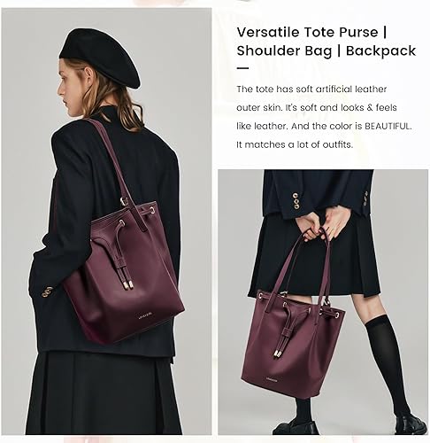 Miniatura 6 de LOVEVOOK Mochilas para mujer, bolsa de mano convertibles de piel sintética, bolsos de mano de moda