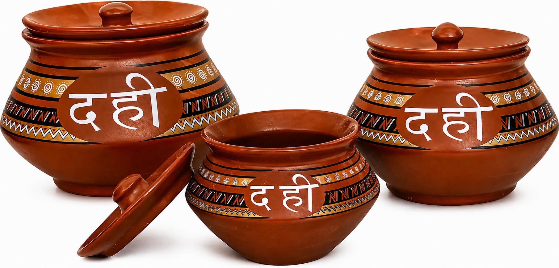 Pot à yaourt en céramique indienne les 3 bols marrons pour sublimer vos lassis et desserts