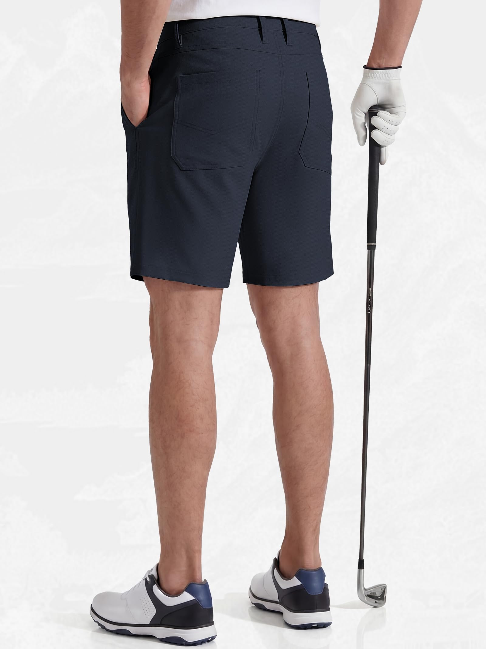 IGOLUMON Short de Golf Homme Chic Bermuda Sport Stretch Taille Élastique Invisible