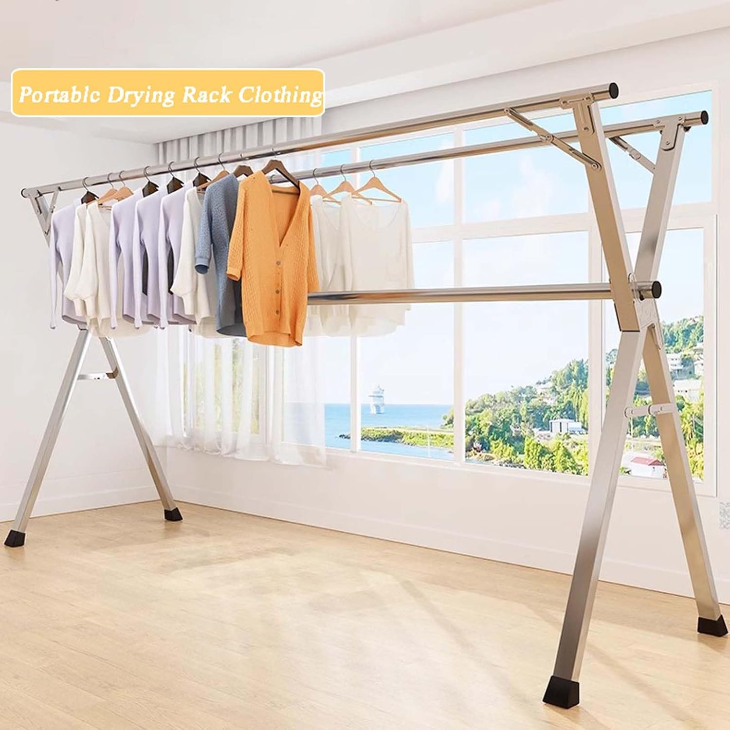 屋外用物干しラック、ステンレススチール製頑丈な物干しラック、省