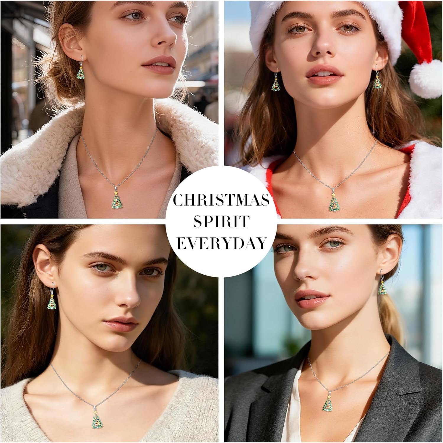 Christmas Necklace Silver Christmas Tree Pendant Necklaces for Women Sterling Silver Womens Dainty Xmas Holiday Jewelry Gifts - Image 4