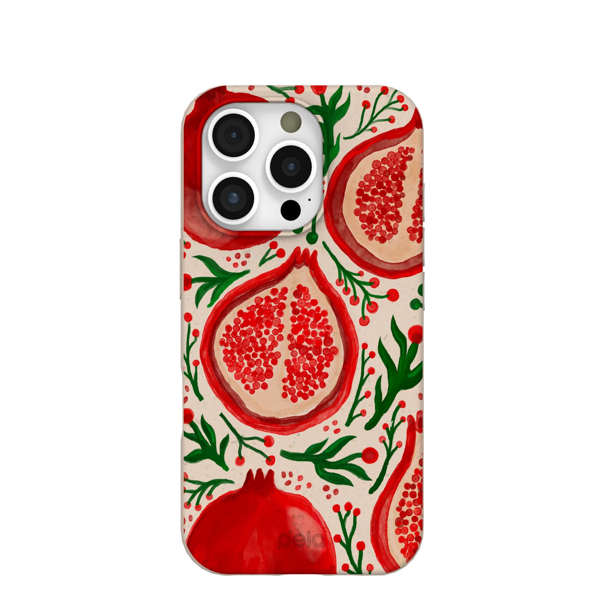 Pela | Phone Case Compatible with iPhone 16 Pro | Limited Edition | Compatible with MagSafe | Cute Eco Friendly | Pomegranate Cheer